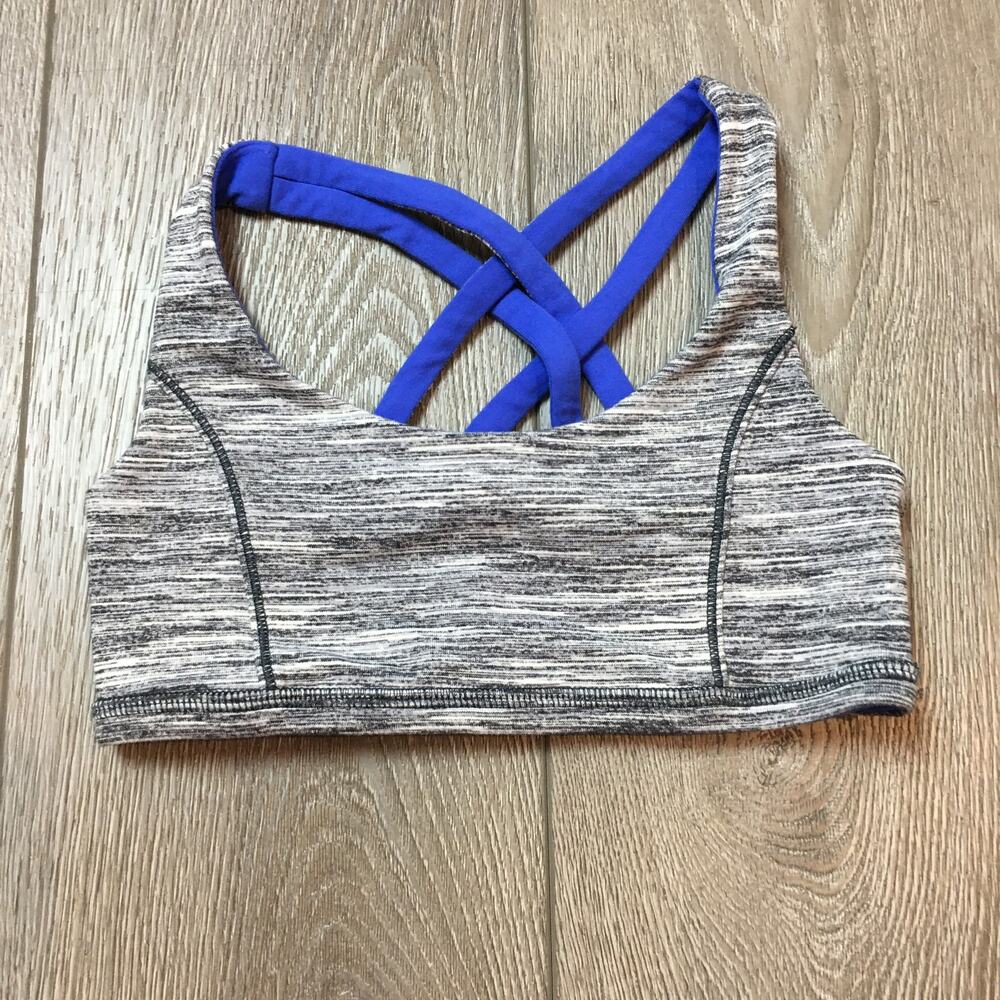 Reversible ivivva lululemon sports bra girls size 8 blue grey